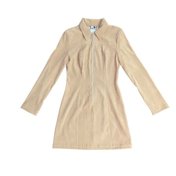 90's Vintage Tan Zip-Up Mini Dress by Possessed Clothing Company - Picture 5 of 8